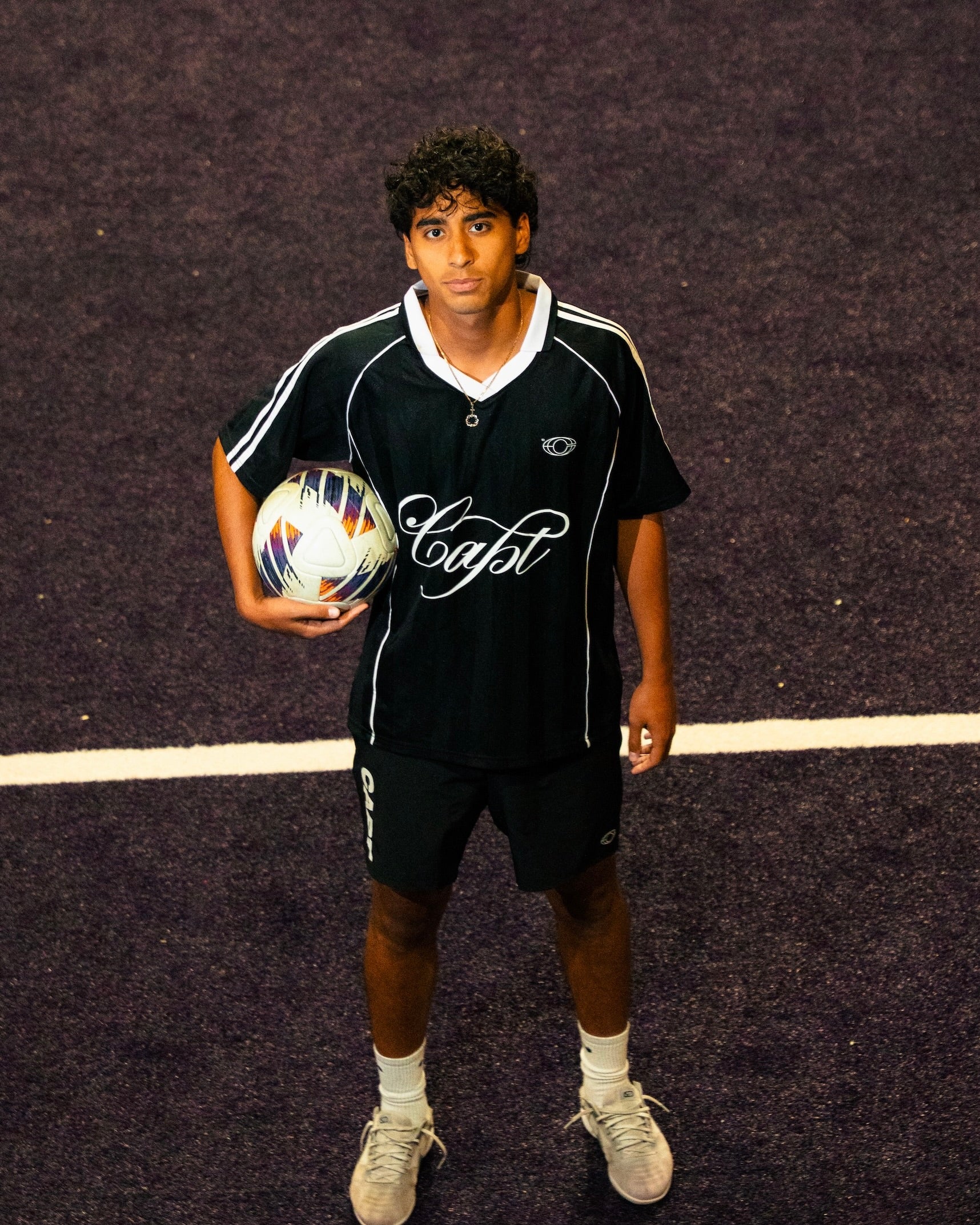 Oversized Shadow Stripe Collared Soccer Jersey