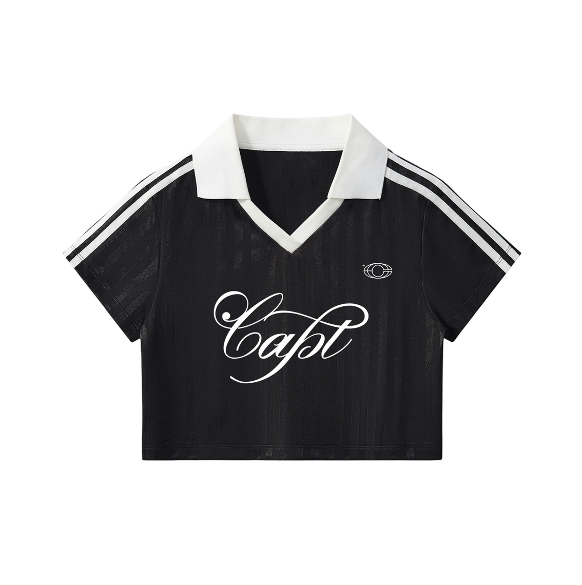 Contrast Collar Striped Cropped Jersey